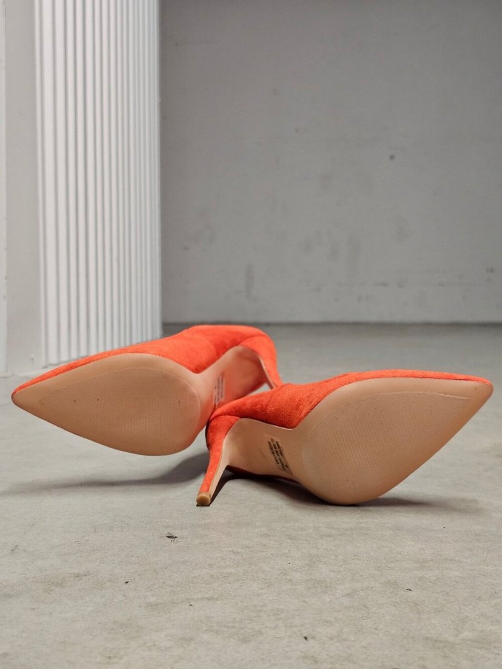 Orange Faux Suede Pointed-Toe Stiletto Heels Womens - Picture 6 of 14